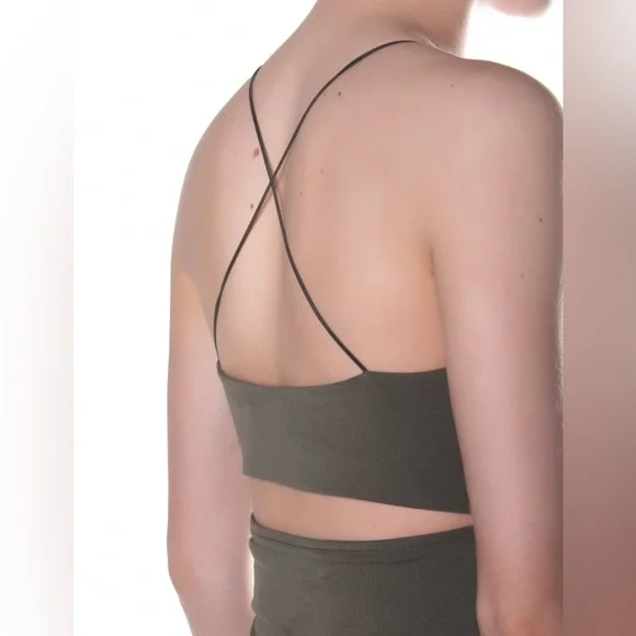 ALEXANDER WANG•T Modal Spandex Strappy Cami Tank Dress in Military (Olive) XS - Picture 6 of 10